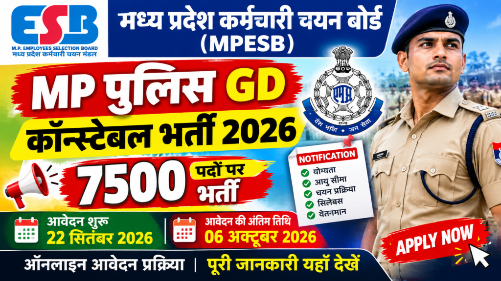 MPESB MP Police GD Constable Recruitment 2026