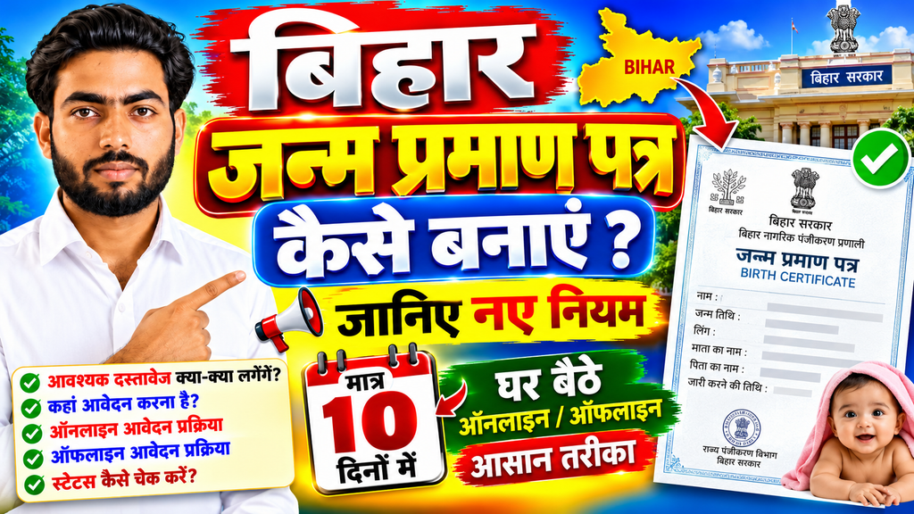 Bihar Birth Certificate Online 2026 - जन्म प्रमाण पत्र ऑनलाइन कैसे बनवाये ?